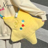 Xajzpa - Kawaii Soft Plush Shoulder Bag Yellow Star Shape Cute Handbag New High Quality Casual