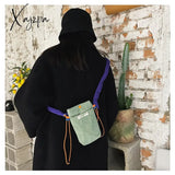 Xajzpa - Korean Corduroy Shoulder Tote Bag Cute Messenger Summer Contrast Mini Handbag For Girl