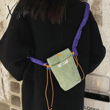 Xajzpa - Korean Corduroy Shoulder Tote Bag Cute Messenger Summer Contrast Mini Handbag For Girl