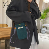 Xajzpa - Korean Corduroy Shoulder Tote Bag Cute Messenger Summer Contrast Mini Handbag For Girl