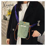 Xajzpa - Korean Corduroy Shoulder Tote Bag Cute Messenger Summer Contrast Mini Handbag For Girl