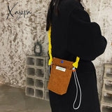Xajzpa - Korean Corduroy Shoulder Tote Bag Cute Messenger Summer Contrast Mini Handbag For Girl