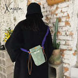 Xajzpa - Korean Corduroy Shoulder Tote Bag Cute Messenger Summer Contrast Mini Handbag For Girl