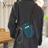 Xajzpa - Korean Corduroy Shoulder Tote Bag Cute Messenger Summer Contrast Mini Handbag For Girl