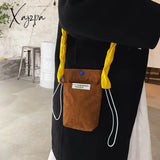 Xajzpa - Korean Corduroy Shoulder Tote Bag Cute Messenger Summer Contrast Mini Handbag For Girl