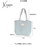 Xajzpa - Korean Fashion Cloud Bubble Flower Shoulder Bag For Girls Soft Simple Plaid Shopping Bags