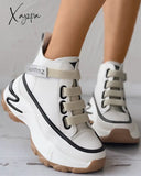 Xajzpa - Lace up Front Muffin Sneakers