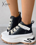 Xajzpa - Lace Up Front Muffin Sneakers