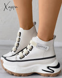 Xajzpa - Lace Up Front Muffin Sneakers