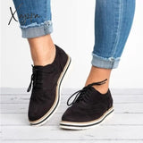 Xajzpa - Lace Up Perforated Oxfords Shoes Black / 5
