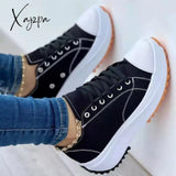 Xajzpa - Lace Up Perforated Oxfords Shoes Black1 / 5