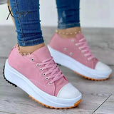 Xajzpa - Lace Up Perforated Oxfords Shoes Pink1 / 5