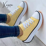 Xajzpa - Lace Up Perforated Oxfords Shoes Yellow1 / 5