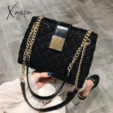 Xajzpa - Lace Women’s Handbag Diamond Pattern Chain Shoulder Bag For Totes Pu Leather Ladies