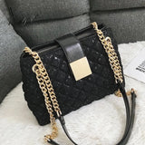 Xajzpa - Lace Women's handbag Diamond pattern chain Shoulder bag for Women's Totes  pu leather Ladies crossbody bags bolsa feminina black