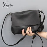 Xajzpa - Ladies Casual Handbag High Quality Leather Shoulder Bag Fashion Black Multilayer Storage