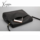 Xajzpa - Ladies Casual Handbag High Quality Leather Shoulder Bag Fashion Black Multilayer Storage