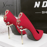 Xajzpa - Ladies High Heels Women Shoes Pumps Heel Stiletto Sexy Wedding Woman 2023 Black Red