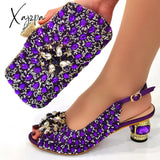 Xajzpa - Ladies Italian Leather Shoe And Bag Set Blue Color With Matching Nigerian Shoes For Party