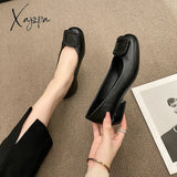 Xajzpa - Ladies Loafers Fashion High Quality Flat Pointed Toe Heels Party Dresses Shoes Summer