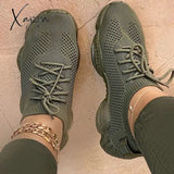 Xajzpa - Ladies Sneakers Women’s Mesh Flats Shoes Woman Lace Up Breathable Casual Female Shoe