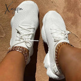 Xajzpa - Ladies Sneakers Women’s Mesh Flats Shoes Woman Lace Up Breathable Casual Female Shoe