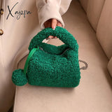 Xajzpa - Lamb Hair Autumn And Winter Cute Wool Chain Shoulder New Versatile Plush Oblique Straddle