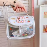 Xajzpa - Large Capacity Cosmetic Bag for Women Leather Waterproof Travel Wash Makeup Bags Girls DIY Stickers Kawaii Beauty Organizer 461