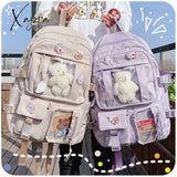 Xajzpa - Large-Capacity Cute Women Multi-Pocket Nylon Backpack Ins Junior High School Student Bag