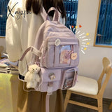 Xajzpa - Large-Capacity Cute Women Multi-Pocket Nylon Backpack Ins Junior High School Student Bag