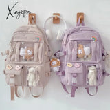 Xajzpa - Large-capacity Cute Women Multi-Pocket Nylon Backpack Ins Junior High School Student School Bag Female Girl Backpack Laptop Book