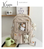 Xajzpa - Large-Capacity Cute Women Multi-Pocket Nylon Backpack Ins Junior High School Student Bag