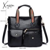 Xajzpa - Large Capacity Multi-Pocket Crossbody Tote Bag Trendy Pu Leather Shoulder Practical