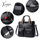 Xajzpa - Large Capacity Multi-Pocket Crossbody Tote Bag Trendy Pu Leather Shoulder Practical