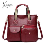 Xajzpa - Large Capacity Multi-Pocket Crossbody Tote Bag Trendy Pu Leather Shoulder Practical