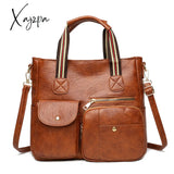 Xajzpa - Large Capacity Multi-Pocket Crossbody Tote Bag Trendy Pu Leather Shoulder Practical