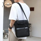 Xajzpa - Large Capacity Shoulder Bag For Men Casual Waterproof Nylon Messenger Black Business A4