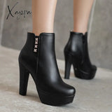 Xajzpa - Large Size 50 Luxury Short Boot Female Elegant Platform Ankle Boots For Women High Heels