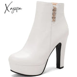 Xajzpa - Large Size 50 Luxury Short Boot Female Elegant Platform Ankle Boots For Women High Heels