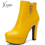 Xajzpa - Large Size 50 Luxury Short Boot Female Elegant Platform Ankle Boots For Women High Heels