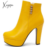 Xajzpa - Large Size 50 Luxury Short Boot Female Elegant Platform Ankle Boots For Women High Heels