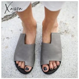 Xajzpa - Large Size Flat Shoes Sandals Female New Summer Leather Retro Roman Women Casual Open Toe