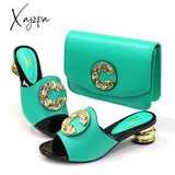 Xajzpa - Latest Italian Design Fashion African Women’s Low Heel Comfortable Shoes And Bags Set