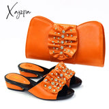 Xajzpa - Latest Italian Design Fashion African Women’s Low Heel Comfortable Shoes And Bags Set