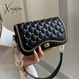 Xajzpa - Lattice Rivet Square Underarm Bag New High-Quality Pu Leather Women’s Designer Handbag