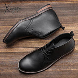 Xajzpa - Leather Boots Fashion Comfortable Brand Desert Ankle Boots #KD587