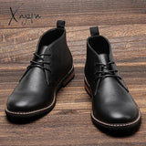 Xajzpa - Leather Boots Fashion Comfortable Brand Desert Ankle #Kd587