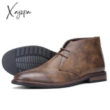 Xajzpa - Leather Boots Fashion Comfortable Brand Desert Ankle #Kd587 Brown / 39