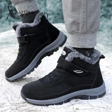 Xajzpa - Leather Boots Men Women Shoes Waterproof Boot Man Plush Keep Warm Outdoor Ankle Military