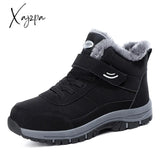 Xajzpa - Leather Boots Men Women Shoes Waterproof Boot Man Plush Keep Warm Outdoor Ankle Military